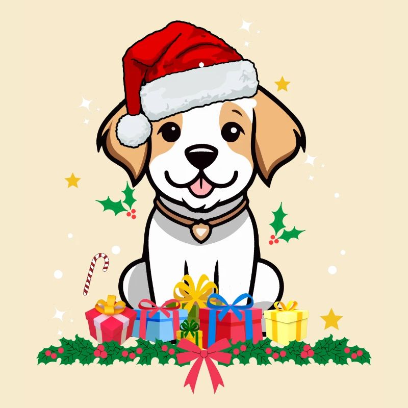 Hund Weihnachten. Weihnachtsgeschenk
