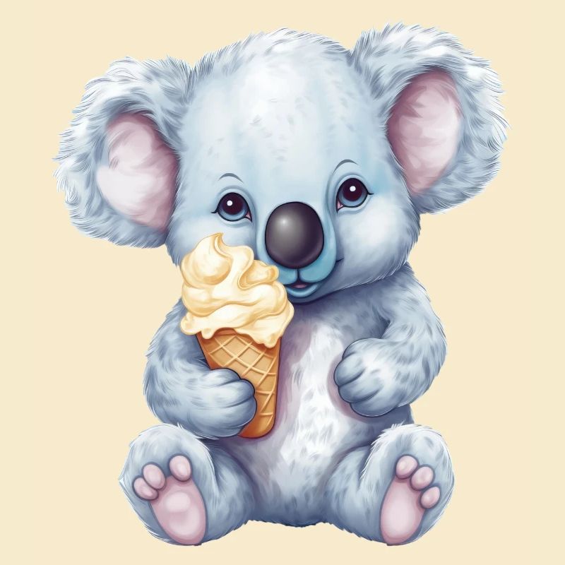 Joli koala comique avec crème glacée molle à la vanille