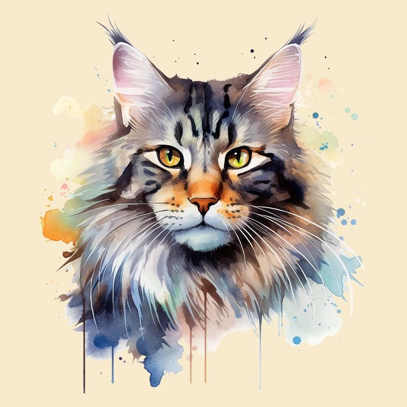Maincoon aquarelle chat