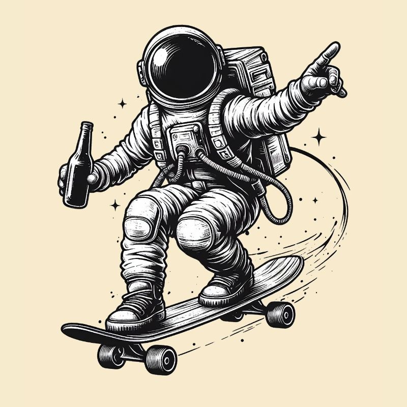 Astronaut on skateboard