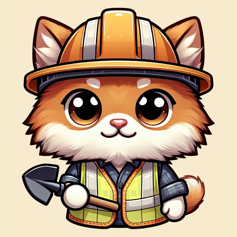 Cute Cat Construction Worker