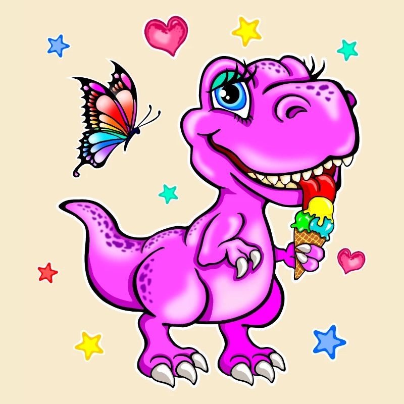 Rosa Dinosaurier mit Eiscreme