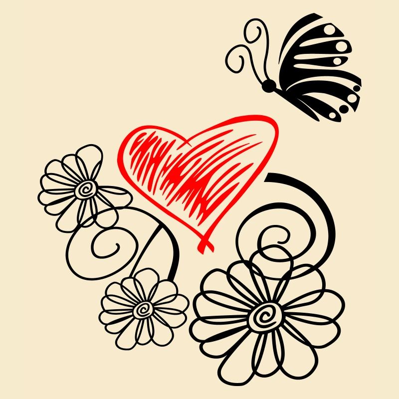 Blume mit Schmetterling Herz
