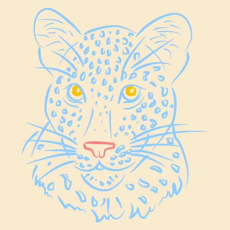 Leopardengesicht mit Blautönen