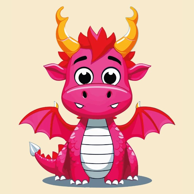 Mignon dragon de dessin animé avec des cornes dorées