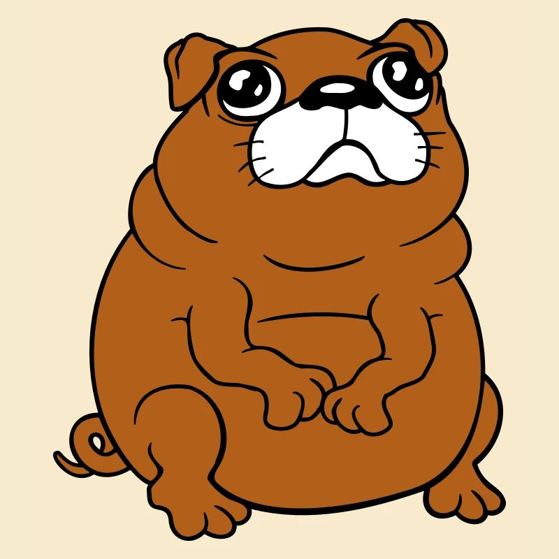 Pug dog sits small begging dick looks sad