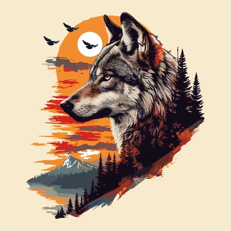Wolf Wolf's Head Forest Nature Mountains Wilderness Sun
