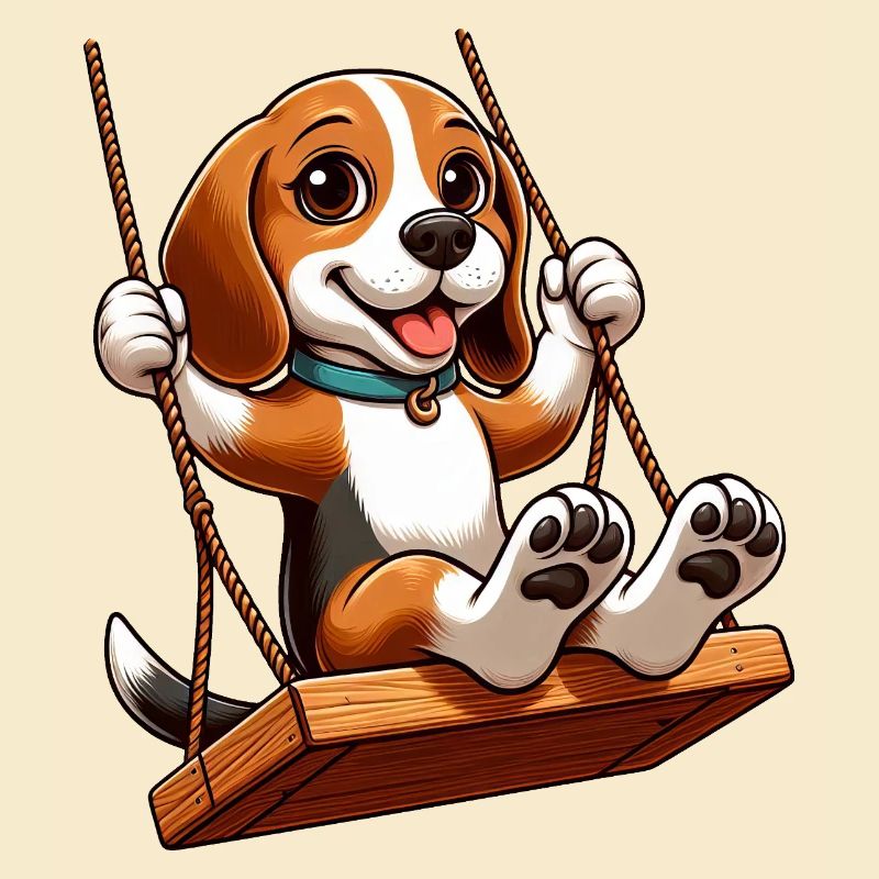 Beagle joyeux sur balançoire chien de terrain de jeu