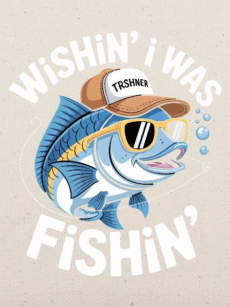 Humorvoller Fisch mit Surf-Accessoires