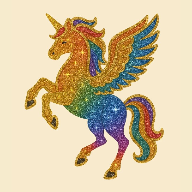 Glitzernde Regenbogen-Pegasus-Illustration