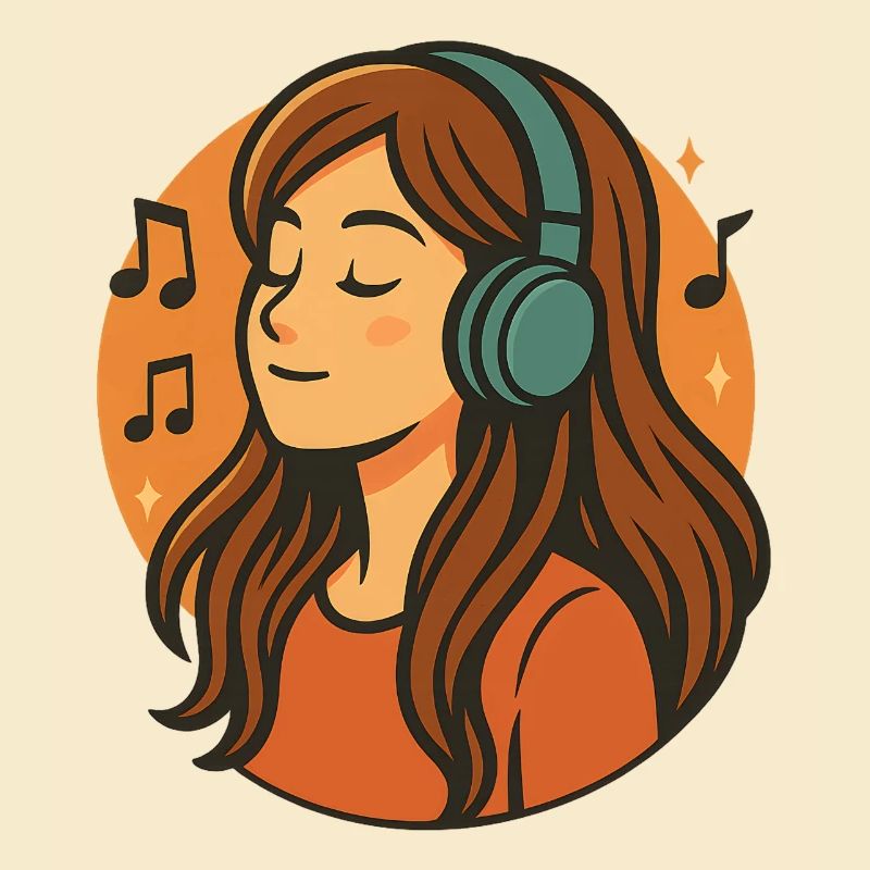 Mädchen hört entspannte Musik mit Kopfhörern