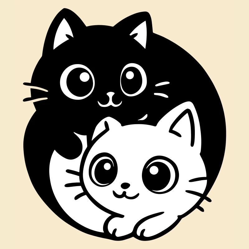 Ying Yang Kawaii Cats Icon