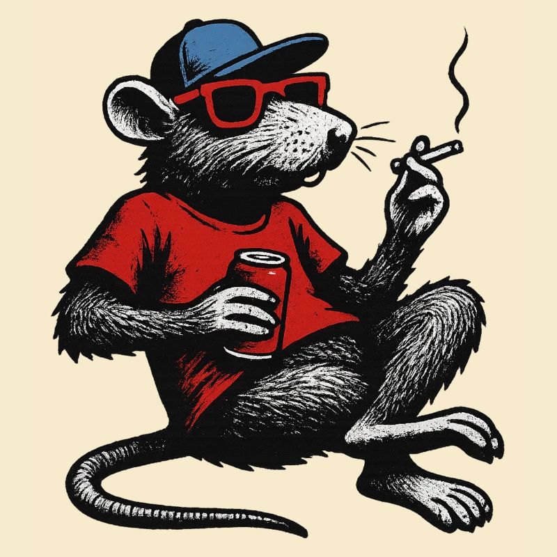 Ratte mit Sonnenbrille rauchend