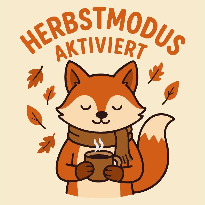 Mode automne activé | Renard avec tasse à café