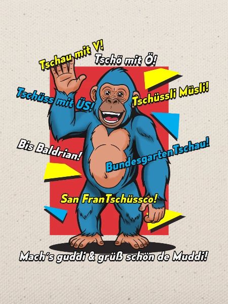 Bunter Spruch-Gorilla Cartoon. Abschiedssprüche