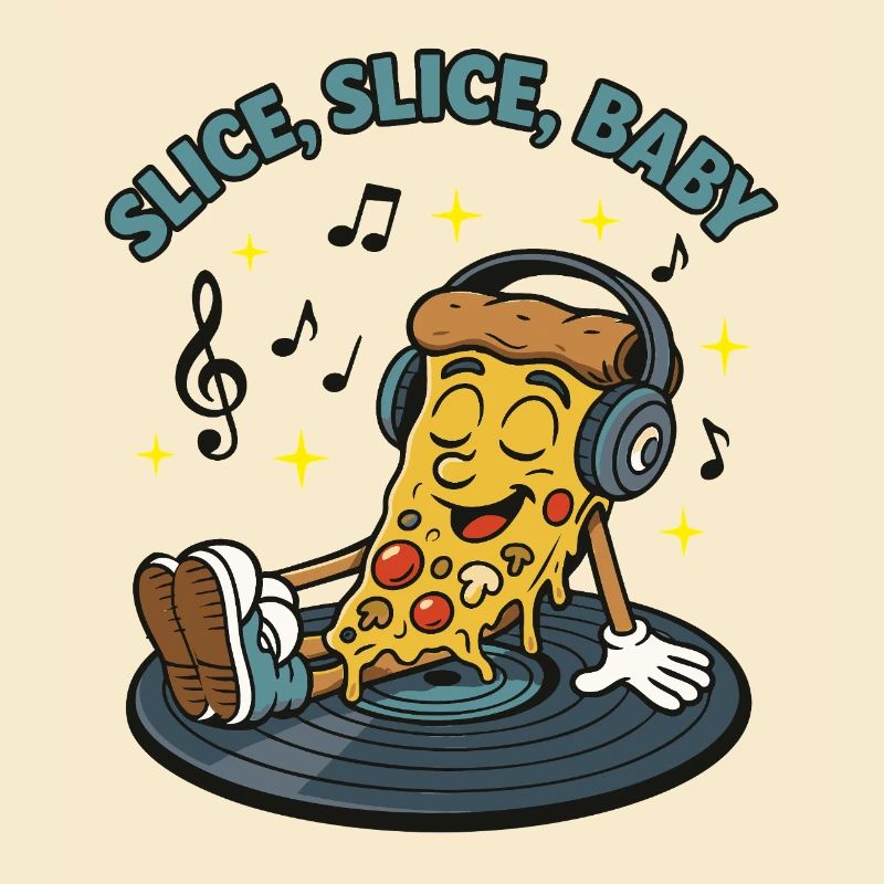 Slice Slice Baby – Funny Pizza Retro Comic Moti