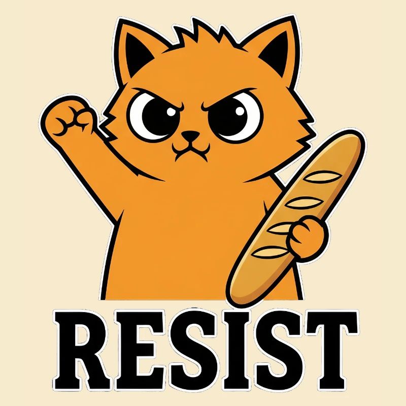 Resist Katze mit Baguette Lustiger Protest