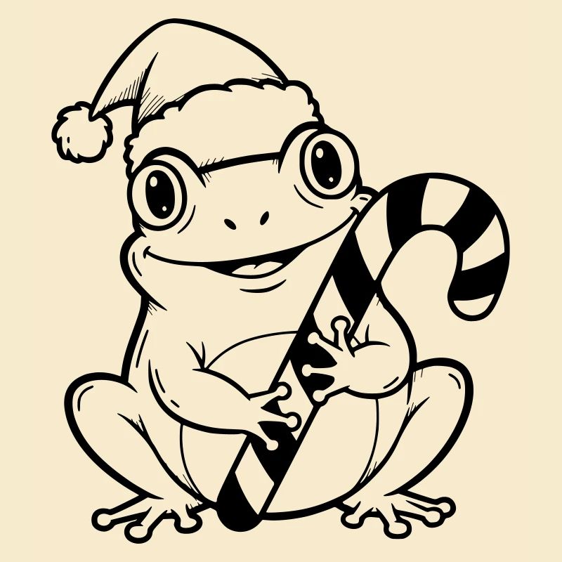 Weihnachtsfrosch mit Zuckerstange