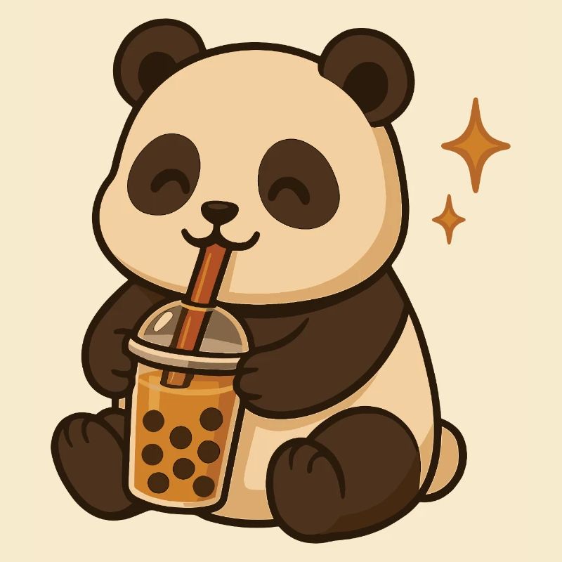 Panda with Bubble Tea kawaii Panda