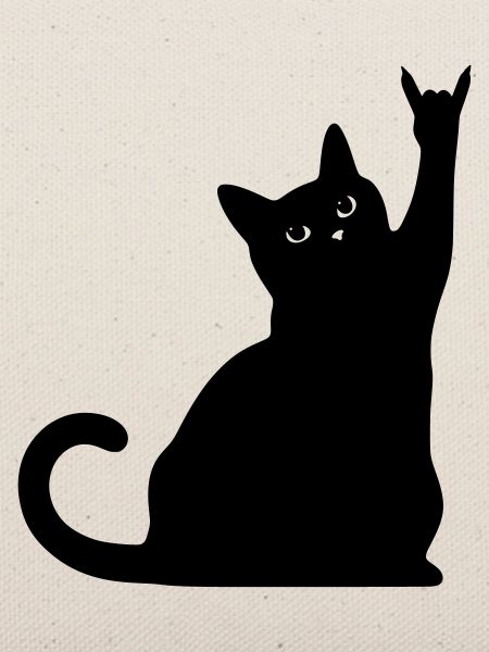 Schwarze Katze – Devil Horns Silhouette