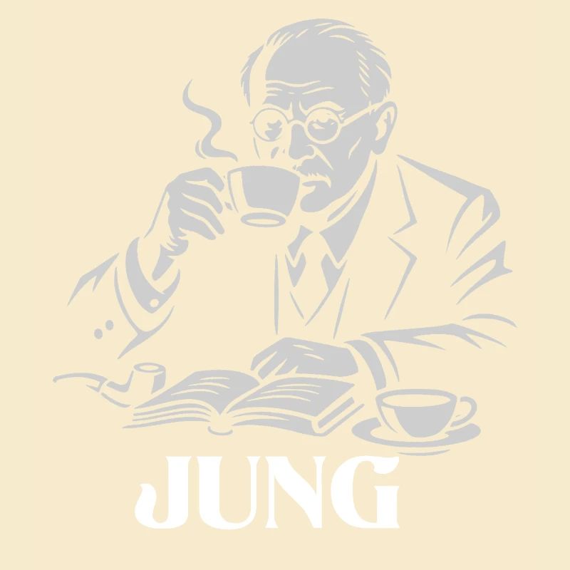 Carl Gustav Jung drinking a coffee portarit