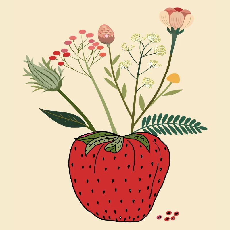 Fraise avec bouquet de fleurs