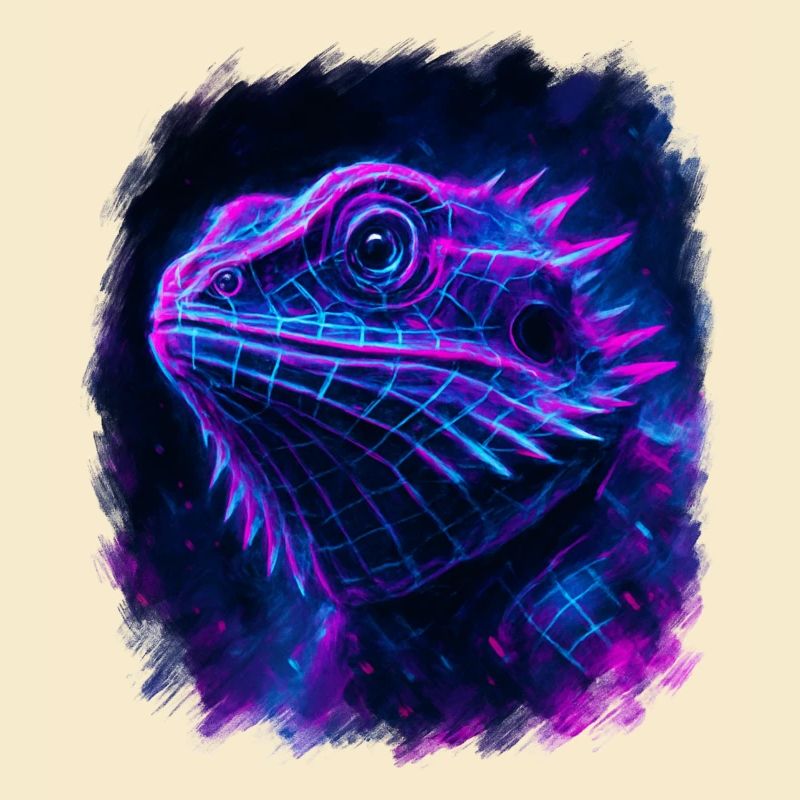 Bearded Dragon Cyberpunk Neon Synthwave