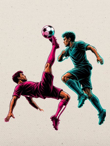 Fußball Fallrückzieher Neon Comic Spieler