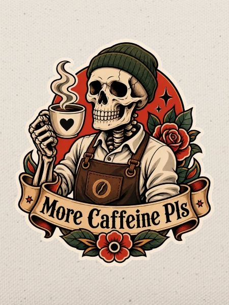 More Caffeine Pls Kaffee Skelett