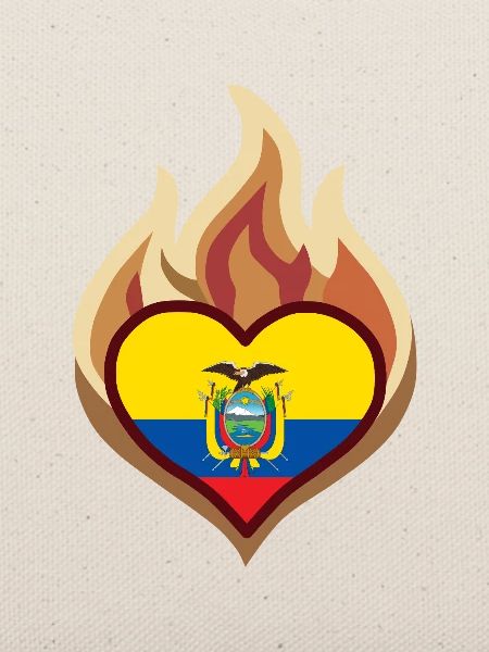 Ecuador Flag Heart on Fire