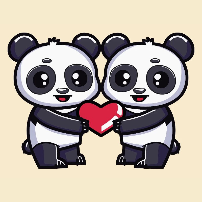 Panda Paar Herz