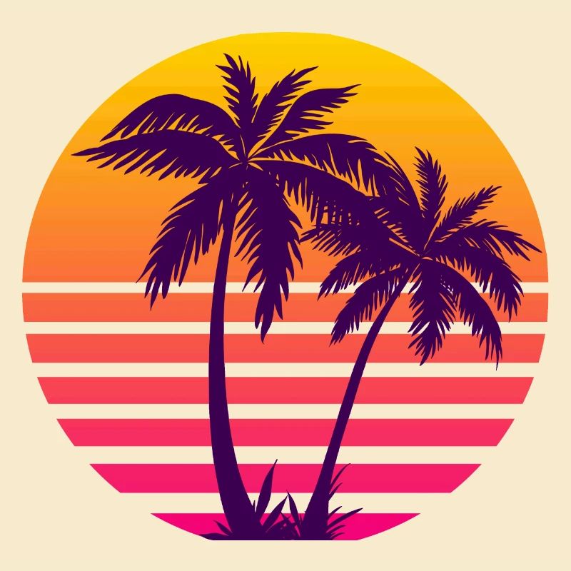 Outrun Retro Sonne Palmen