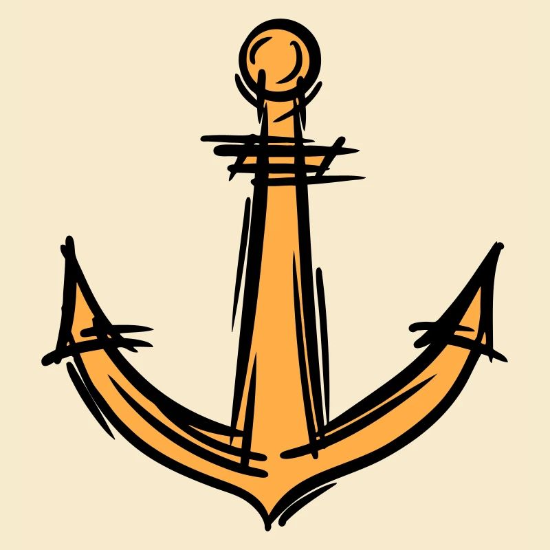 Anchor drawing. Navy. Maritime/Ship icons.