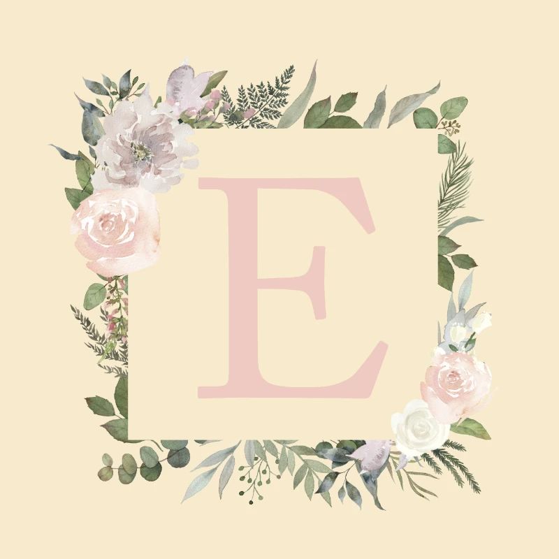 E monogram eucalyptus-boho