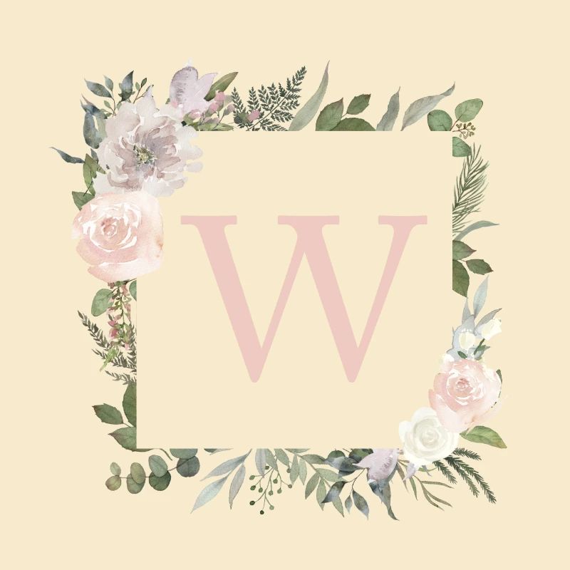 W Monogramm Eukalyptus-Boho