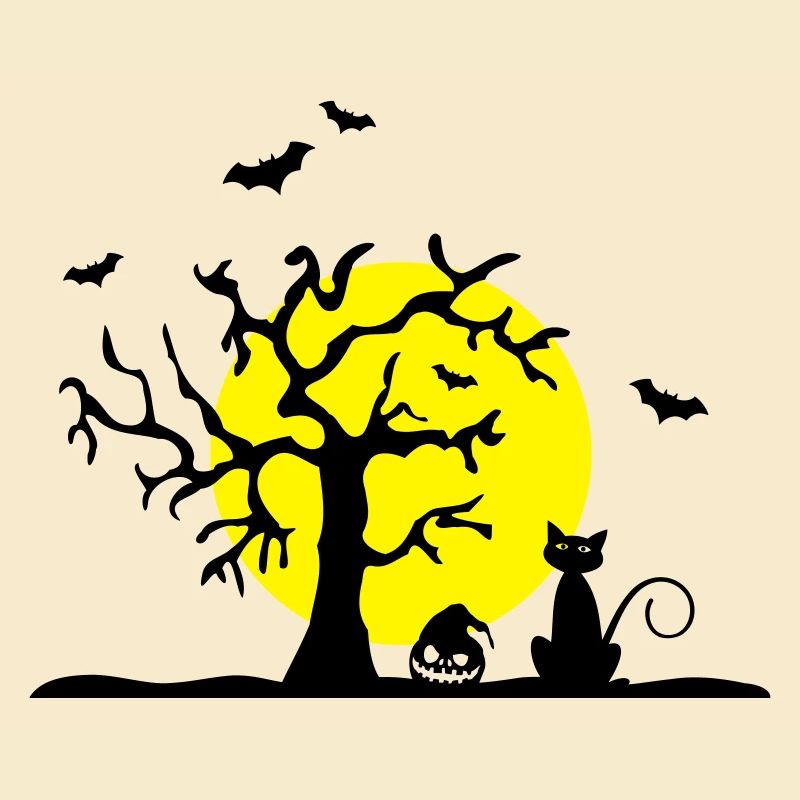 Halloween - Katze und Baum