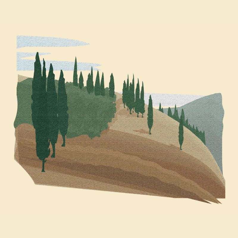 Pine forest hilly landscape with structure (modific.)