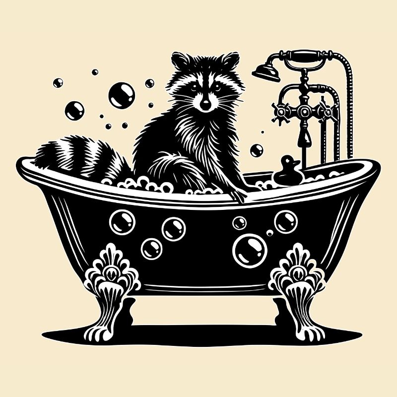 Raton laveur mignon dans la baignoire