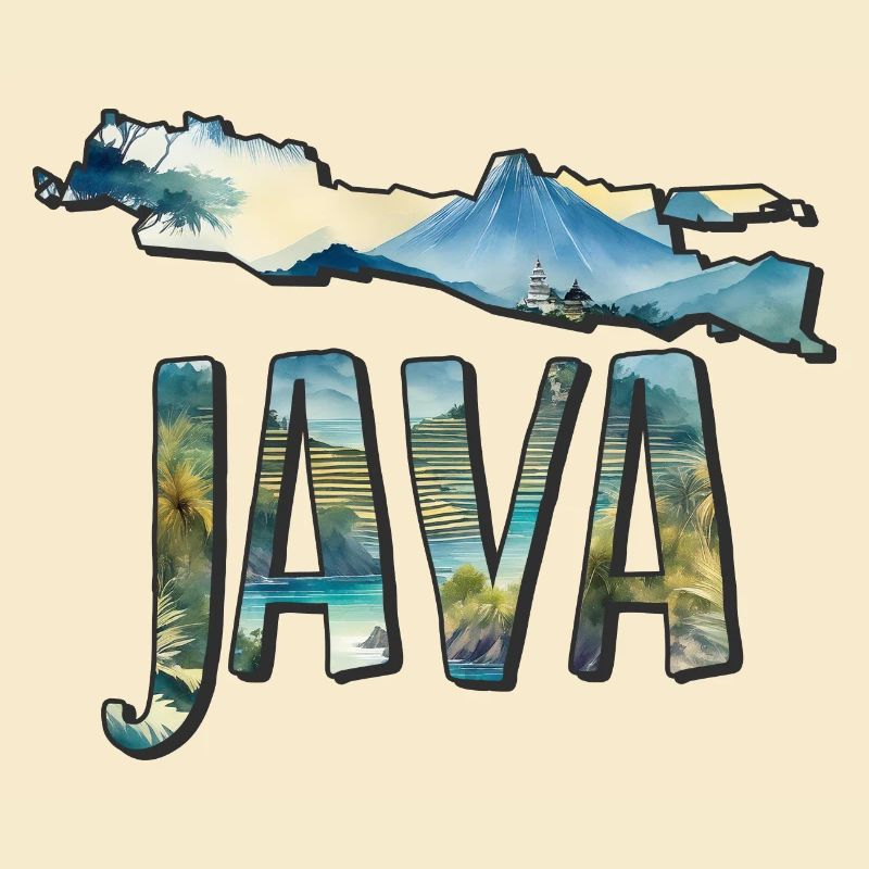 Aquarell Landkarte Java