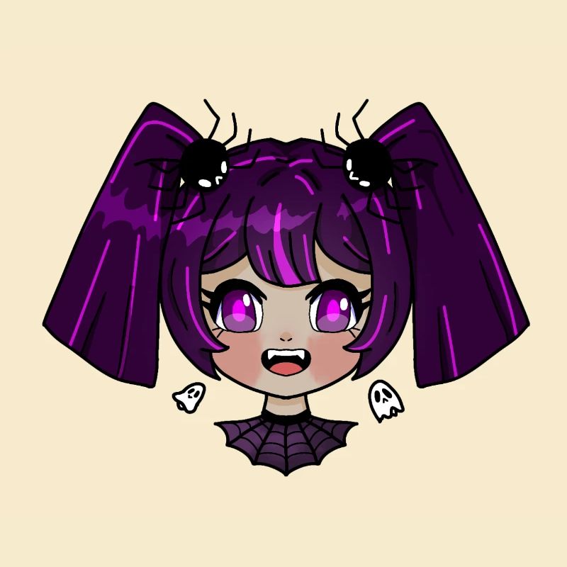 Chibi Vampir mit lila Zöpfen