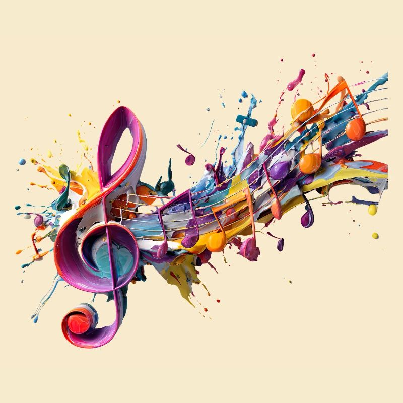 Coloured notes with clef