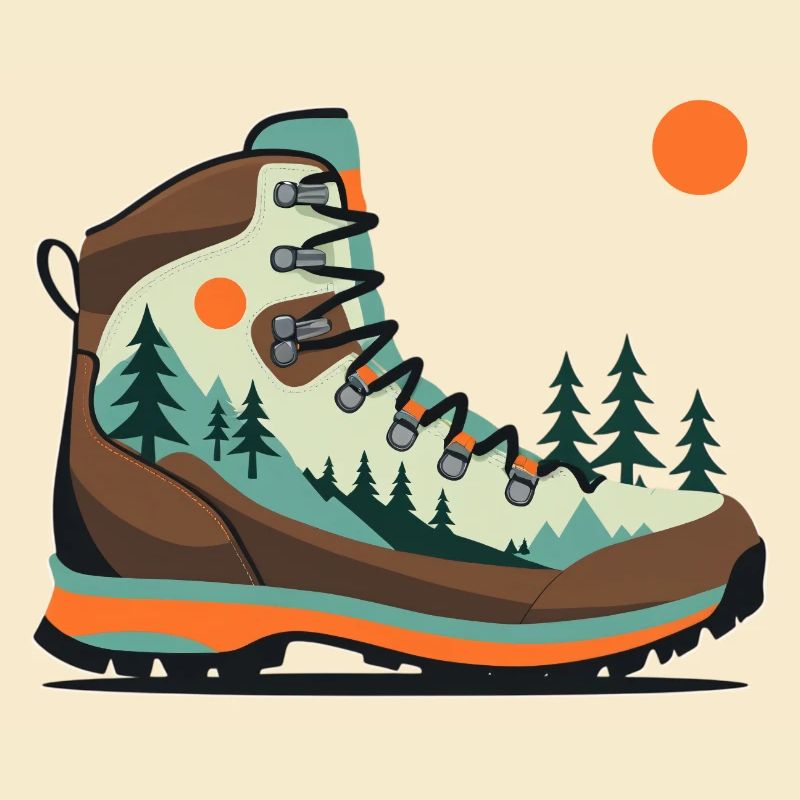 Wanderstiefel Landschaftsmotiv