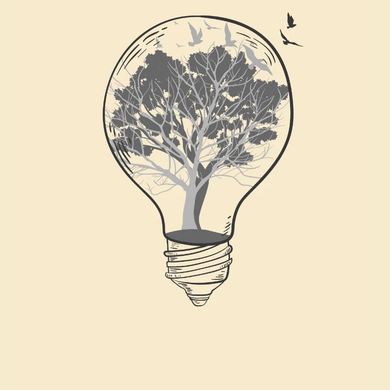 Lightbulb Trees Black White