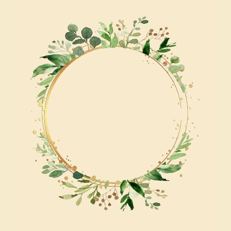 leaf_frame_round_green_gold