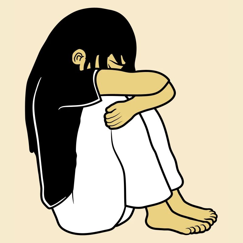 Trauriges Sitzendes Mädchen