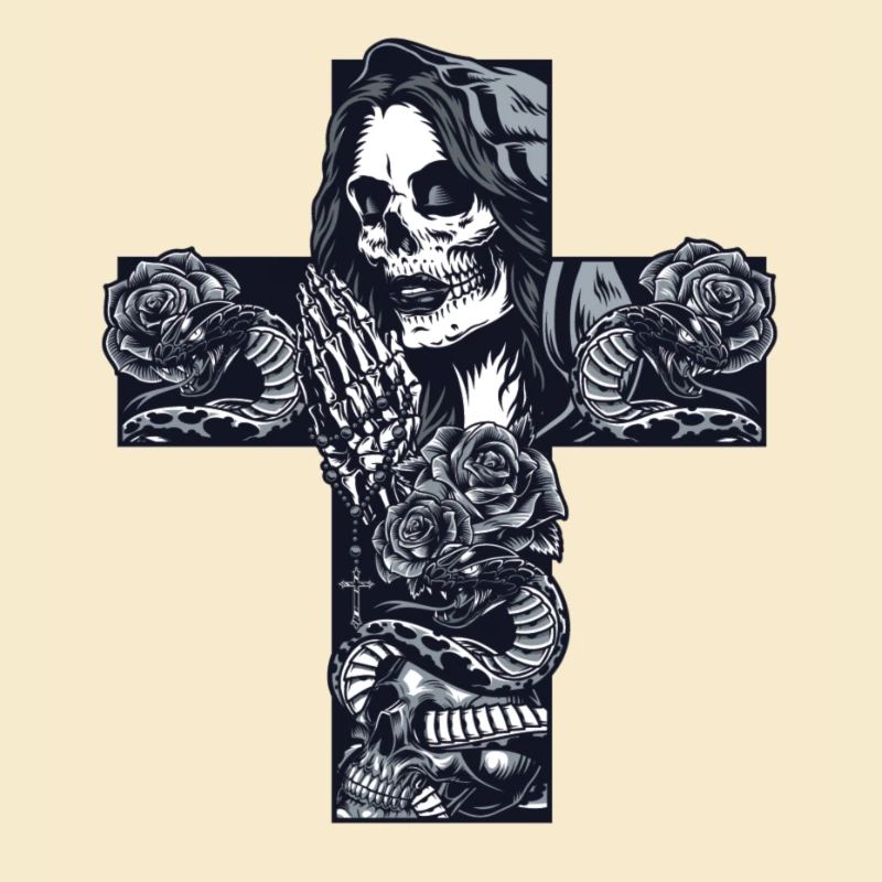 Croix abstraite • Squelette • Skull • Serpent
