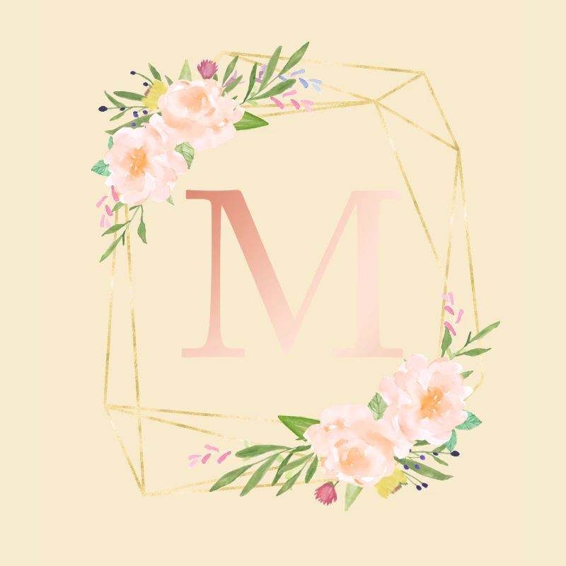 Customizable Monogram M Floral Peach