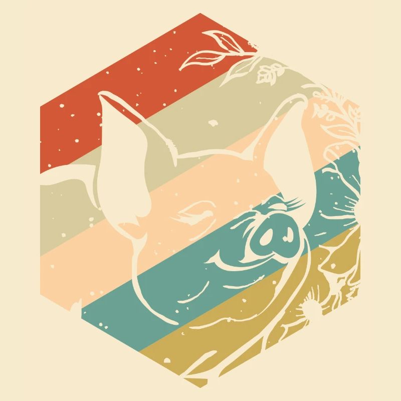 Joyeuses fleurs de cochon vintage rétro