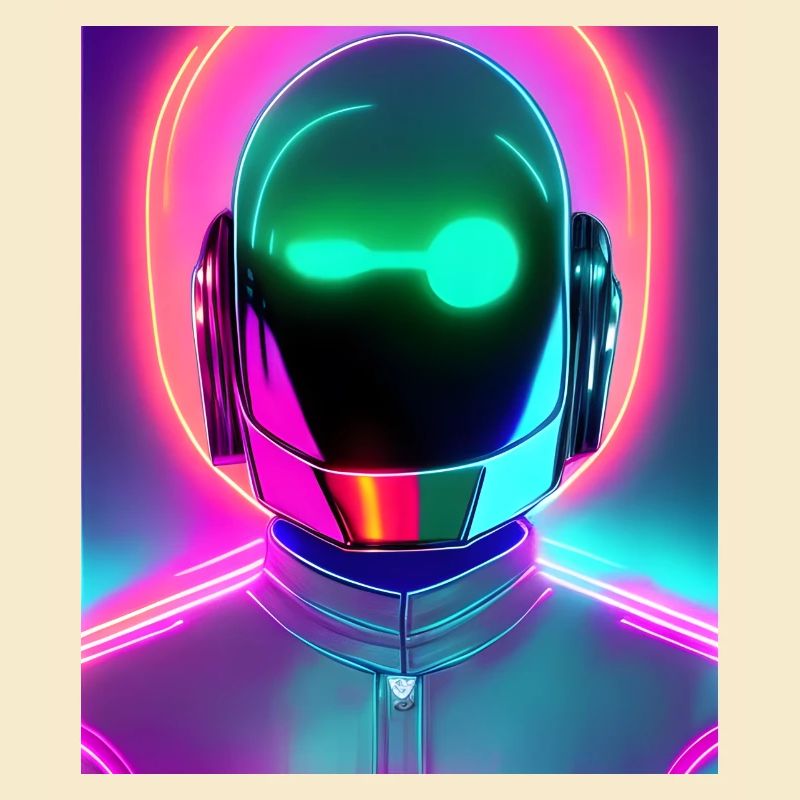 neon synthwave style robot néon