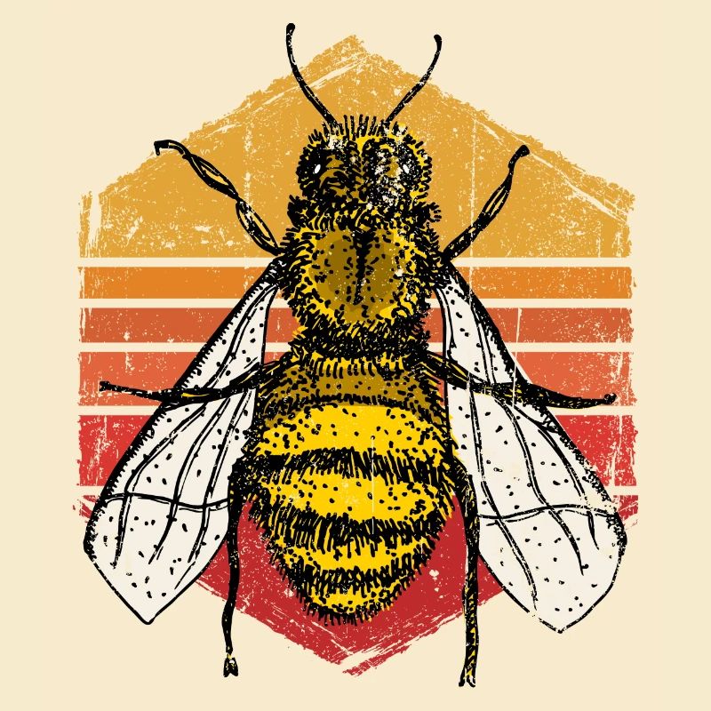 Sunset Bee Retro-Illustration